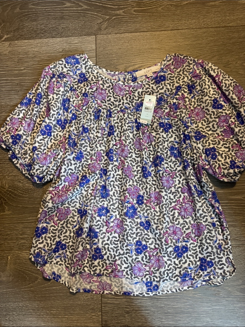 LOFT Floral Mix Top - Purple & Blue